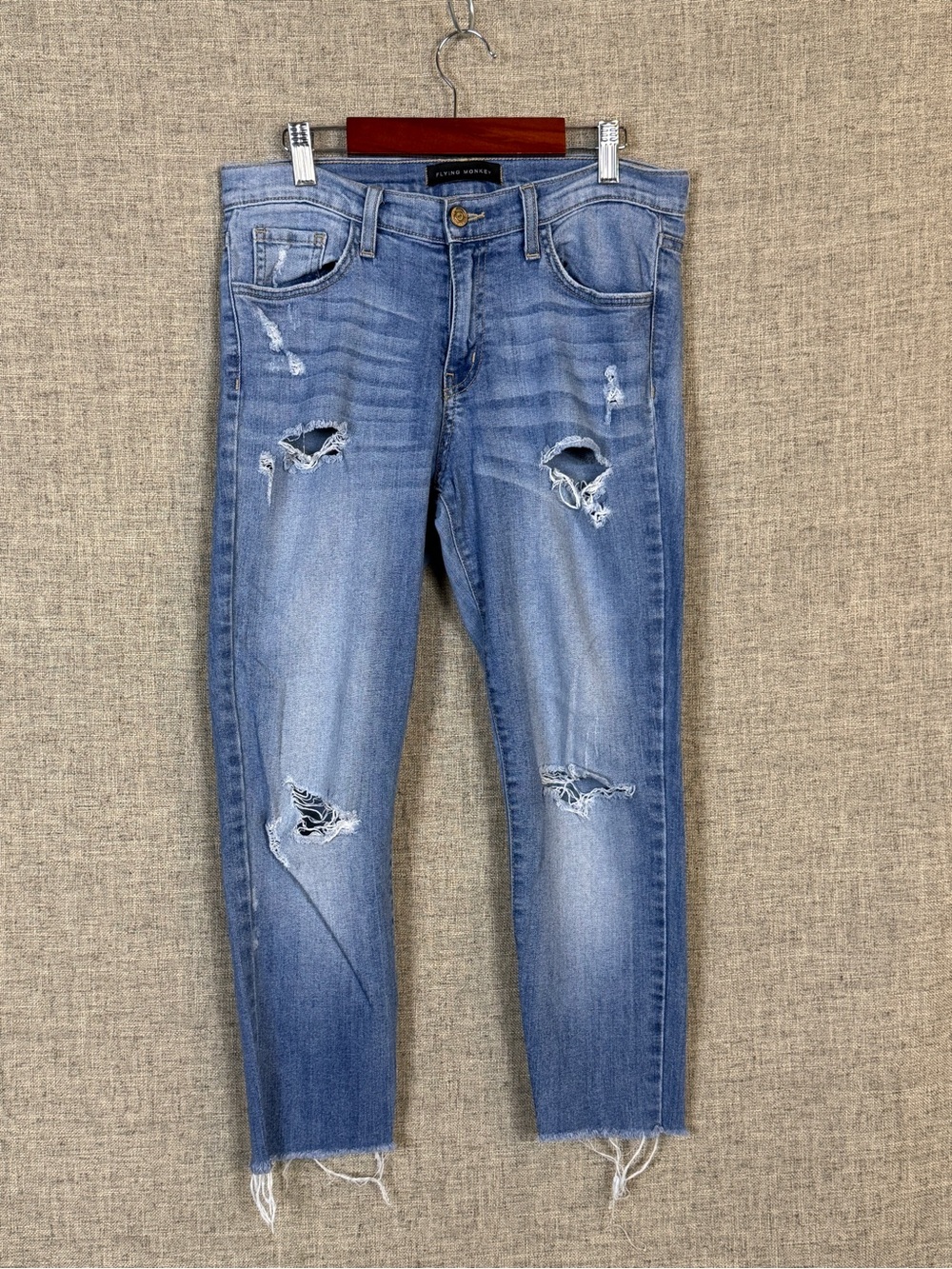 Flying Monkey Light Blue Distressed Ankle Jeans